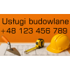 Baner budowlany 100x60 cm do reklamy firmy budowlanej, druk ekosolwentowy, grafika z narzędziami i miejscem na telefon.