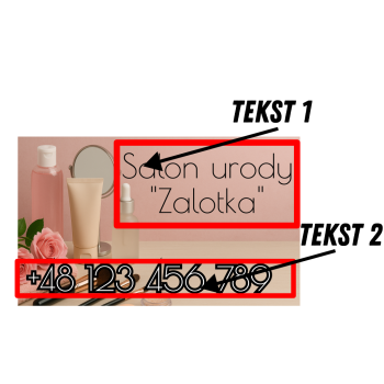 Baner salonu kosmetycznego z grafiką beauty i miejscem na numer telefonu