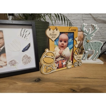 Ramka Metryczka drewniana 3D Dziecka Urodziny Prezent 10x15