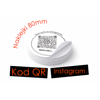 Naklejki z kodem QR Instagram 80 mm – 100 szt okrągłych naklejek reklamowych