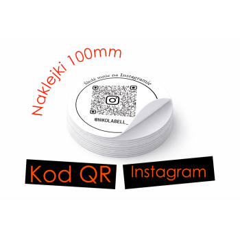 Naklejki z kodem QR Instagram 100 mm – 100 szt okrągłych naklejek reklamowych